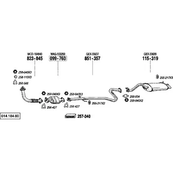 Výfukový systém výfuková trubka střední Bosal 851-357