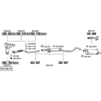 Výfukový systém výfuková trubka střední Bosal 853-967