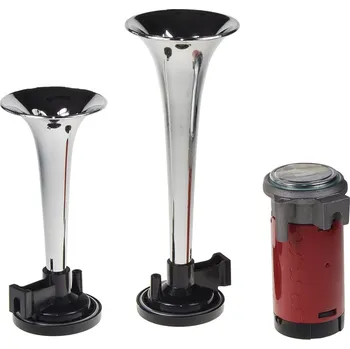 Houkačka 2-tónová fanfára 220mm, 12V s kompresorem chrom ECE R28