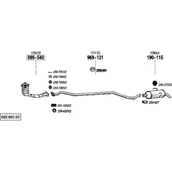 Výfukový systém výfuková trubka střední Bosal 969-121