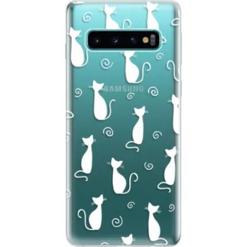 Pouzdro na mobilní telefon Odolné silikonové pouzdro iSaprio - Cat pattern 05 - white - Samsung Galaxy S10