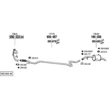Výfukový systém výfuková trubka střední Bosal 950-057