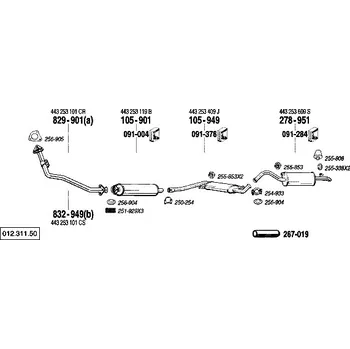 Výfukový systém výfuková trubka přední Bosal 829-901