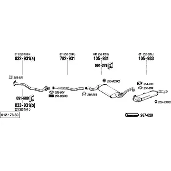 Výfukový systém výfuková trubka střední Bosal 782-931