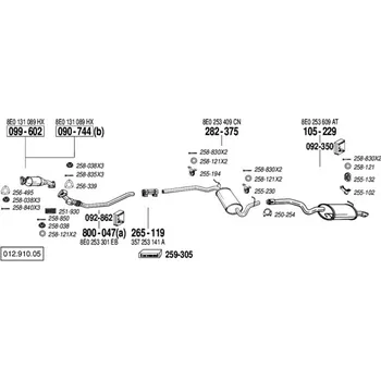 Výfukový systém výfuková trubka střední Bosal 850-231