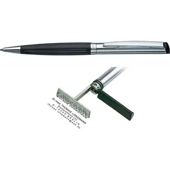 Heri Diagonal Wave Black, kuličkové pero s razítkem