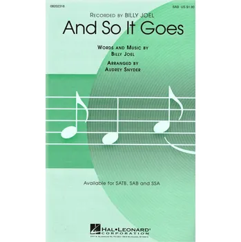 And So It Goes / SAB* + piano