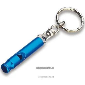 Modrá kovová píšťalka na přívěsku, 1 balení 100 ks