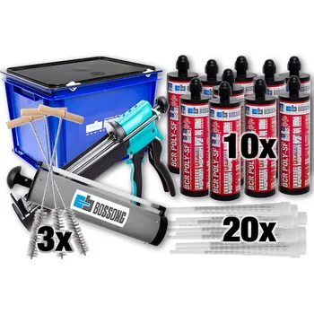 Průmyslové lepidlo Sada chemická kotva PROFI polyester POLY SF 400 BOSSONG (10ks) MIDI