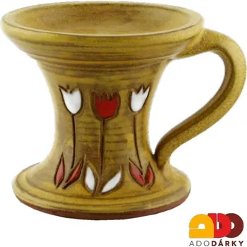 Svícen Keramický svícen s tulipány na čajovou svíčku (Svícen z keramiky s obrázky tulipánů)