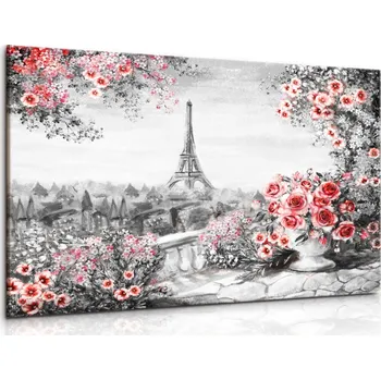 Obraz Malvis Obraz malebná Paříž s květinami II Velikost: 90x60 cm
