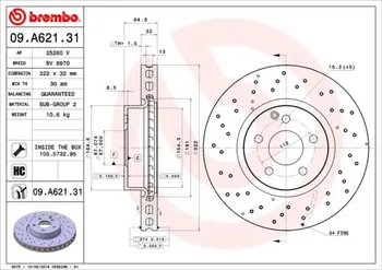 Brzdový kotouč Brembo 09.A621.31