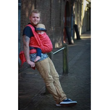 Šátek na nošení dítěte Yaro Dandy red white hemp - délka 5,2m