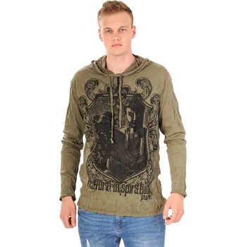 Pánská mikina Pánská mikina Sure s kapucí Buddha inspiration khaki M