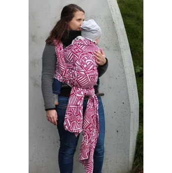 Šátek na nošení dítěte Yaro Urban Geo contra red-violet white repreve - délka 4,7m