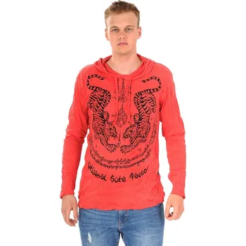 Pánská mikina Pánská mikina Sure s kapucí Tygr červená XL