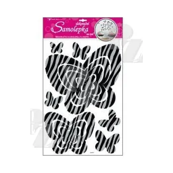 Samolepící dekorace Pokojová dekorace 10008 motýli se stříbrnými glitrovými pruhy 50x32cm, Anděl Přerov