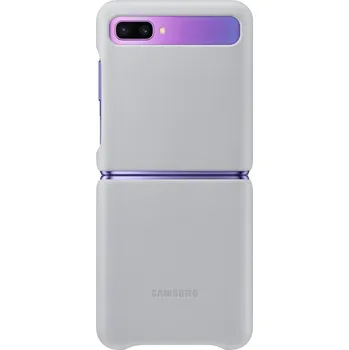 Pouzdro na mobilní telefon Samsung Leather Cover pro Galaxy Z Flip stříbrné