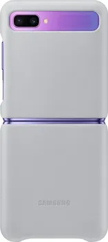 Pouzdro na mobilní telefon Samsung Leather Cover pro Galaxy Z Flip stříbrné