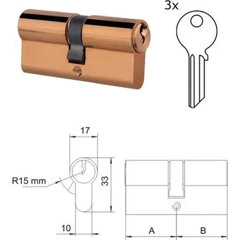 Vložka do dveří Stavební vložka 40+45mm mosaz