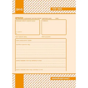 Tiskopis Optys Zpráva o provedení kontroly spalinové cesty A5 100 listů