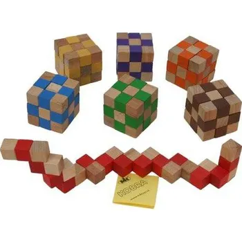 Hlavolam Dřevěný hlavolam kostka bílá