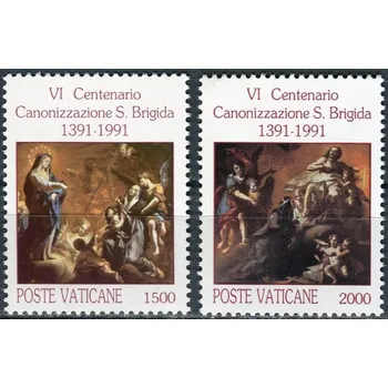 Poštovní známka (1991) MiNr. 1038 - 1039 ** - Vatikán - 600. výročí svatořečení švédského zakladatelka Birgitta (asi 1303-1373)