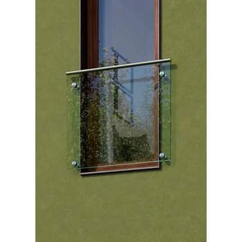 Zábradlí Skleněné zábradlí pro francouzská okna, Andromeda s madlem,šíře 800mm s nerezovým madlem, šíře 800mm