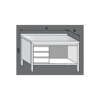 Dílenský stůl Nerezový pracovní stůl otevřený se zásuvkami