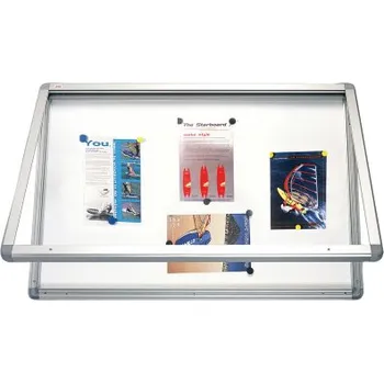 Kancelářský nábytek vitrína exteriérová bílá magnetická 67x98cm hlinikový rám