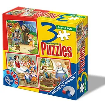 Puzzle D-TOYS Magnetické 3v1 Pohádky 6,9,16 dílků