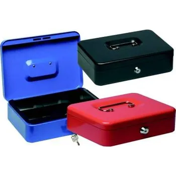 Příruční pokladna box na peníze 20x16x9cm modrá