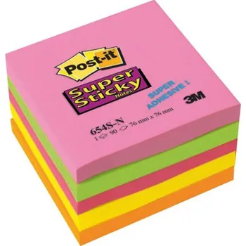 Kancelářské potřeby 3M Super Sticky 654 S-N kostka 76x76mm, 450 lístků