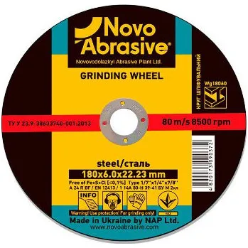Brusný kotouč Brusný kotouč na ocel - 180x6,0x22,23 mm Novo Abrasive WG27/18060