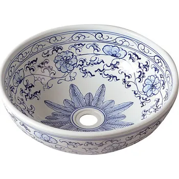 Sapho Priori umyvadlo bílé s modrým vzorem 42 cm