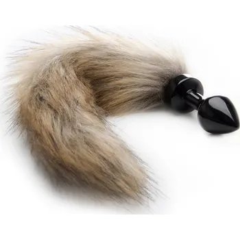 Anální kolík Ouch! Fox Tail Buttplug Black - Anální kolíček s líščím ocáskem Černá
