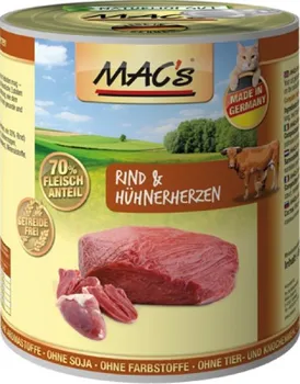 Krmivo pro kočku Mac's Cat konzerva hovězí/kuřecí srdce