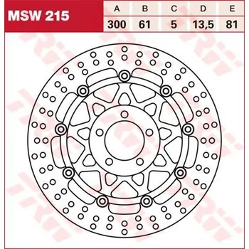 Brzdový komplet TRW MSW215 brzdový kotouč, přední KAWASAKI ZL 600 A1/A2 rok 95-97