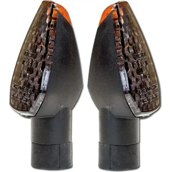 Osvětlení pro motocykl LED blinkry PEAK na motorku, tónované sklo, černé blinkry, M10 krátký - noha 22 mm