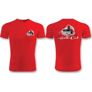 Rybářské oblečení Hell-Cat triko červené s potiskem