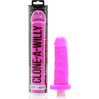 Vibrátor Clone A Willy Glow in the Dark - Sada pro svítící kopii penisu Růžová