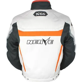 Moto bunda NERVE X66 bílá oranžová sportovní motocyklová bunda na motorku S