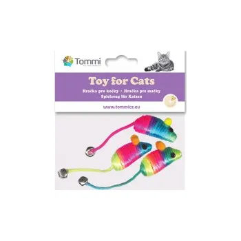 Hračka pro kočku Myška rainbow s rolničkou, 5cm