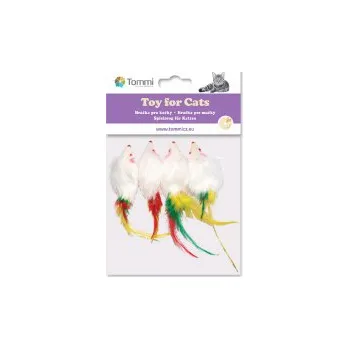 Hračka pro kočku Myška malá s peříčkem, 5cm