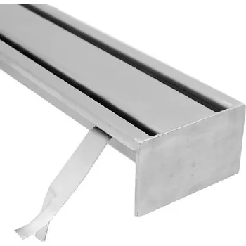 Odvodňovací žlab Odvodňovací žlab s krycí deskou, ploché dno (Nerezový materiál, cena včetně sifonu, volitelná šířka i délka)