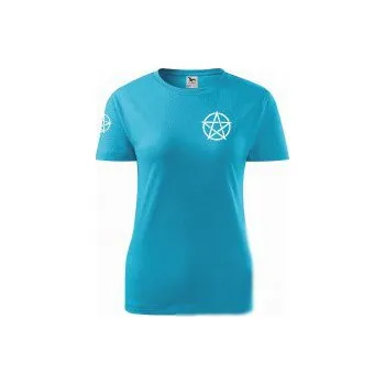 Tričko dámské M tyrkysové pentagram