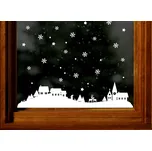 Pruh vesnička s jeleny + vločky, hvězdy (Samolepicí dekorace - vánoční)