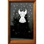 Anděl + vločky, hvězdy (Samolepicí dekorace - vánoční)