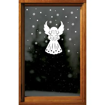 Vánoce Anděl Přerov Anděl + vločky, hvězdy bílá