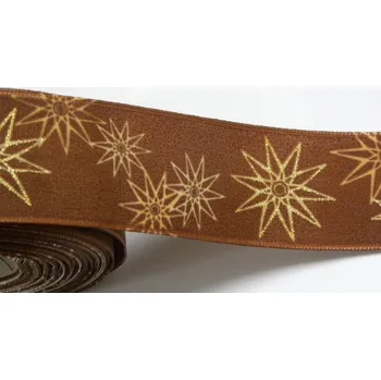 Stuha s hvězdami hnědá 4cm